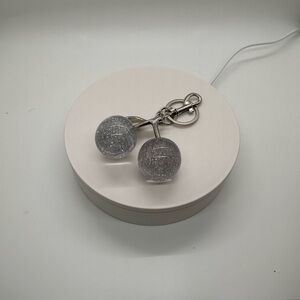 Sparkling Cherry Keychain with Silver Accents